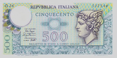 Bancnota Italia 500 Lire 1979 - P94 UNC foto