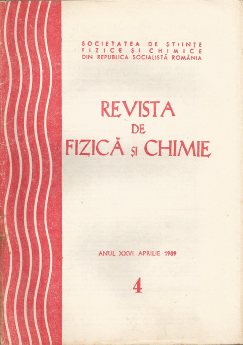 Rom&acirc;nia, Revista de Fizică şi Chimie, nr.4/1989