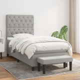 Cumpara ieftin Pat continental cu saltea, gri deschis, 80x200 cm, textil