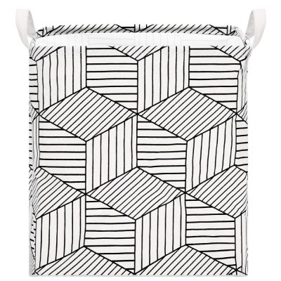 Cos depozitare haine sau jucarii, 40x35x25cm, bumbac si in, 35 l, alb si negru Household NewTrend foto
