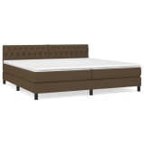 Cumpara ieftin Pat box spring cu saltea, maro inchis, 200x200 cm, textil