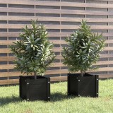 Cumpara ieftin Jardiniere grădină, 2 buc., negru, 31x31x31 cm, lemn masiv pin