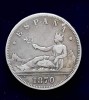 Moneda Argint 2 Pesetas 1870 Spania KM#654, Ag.835, 10g, 27mm - Monede Argint Spania 1870
