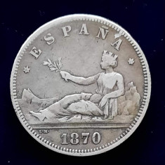 Moneda de argint - 2 Pesetas 1870, Spania - B 2137