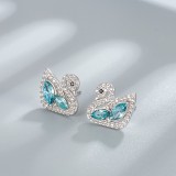 Cercei Argint 925 atcom Lebada Regala Sparkle Albastru Turcoaz Zirconiu Cubic Stud