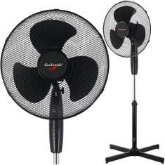 Ventilator de podea, KOUD, inaltime reglabila, oscilatie 90 grade, 3 trepte viteza, unghi inclinare, baza 60 cm, negru