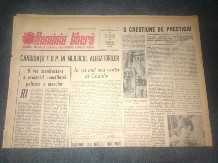 ZIARUL ROMANIA LIBERA 7 FEBRUARIE 1965 ALEGREI