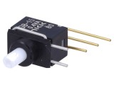 Intrerupator NKK SWITCHES SPDT, actionat prin apasare, model GB15AV, ON-(ON), 0.01A 28V, terminale lipire