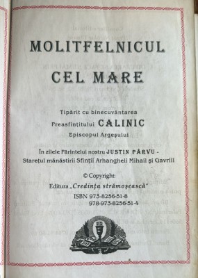 MOLIFTELNICUL CEL MARE/TIP.CU BINECUVANTAREA Pf.CALINIC Ep. Argesului in zilele Parintelui nostru JUSTIN PARVU STARETUL MAN.SF.ARH.MIHAIL si GAVRIL foto