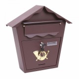 Cutie postala din otel pulbere, design clasic, maro