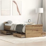 VidaXL Cadru de pat fără saltea Stejar Artisan 90x190cm Lemn prelucrat