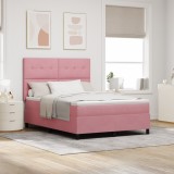 VidaXL Pat box spring cu saltea, roz, 160x200 cm, catifea