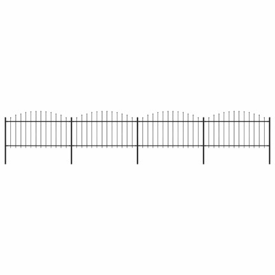 vidaXL Gard de grădină cu v&amp;acirc;rf tip suliță din oțel 714,5x150 cm, negru 277733 foto