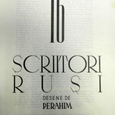 16 SCRIITORI RUSI , MAPA CU DESENE de PERAHIM , 1947