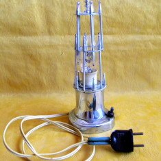 Lampa artizanala metalica vintage, stil Art Deco, functionala, cu bec ornamental