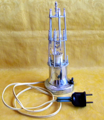 Lampa artizanala metalica vintage, stil Art Deco, functionala, cu bec ornamental foto