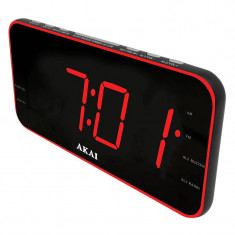 Radio cu ceas Akai, Aux-In, USB, 1 A Charger, afisaj LED, AM/FM, functie snooze/sleep, Negru foto