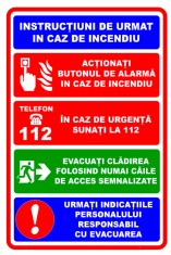 Semn pentru instructiuni de urmat in caz de incendiu foto