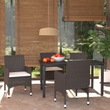 VidaXL Set mobilier de grădină cu perne, 5 piese, maro, poliratan