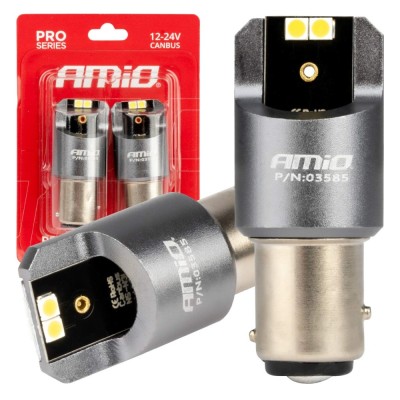 Set bec led Canbus PRO series BAY15D P21/5W 4x3030 SMD ALB 12/24V foto