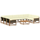 vidaXL Set de canapele de exterior cu pernă 10 pcs Natural și Crem 3381690
