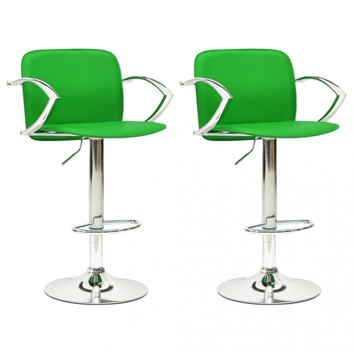 vidaXL Scaune de bar , 2 buc., verde, piele ecologică 324709