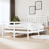 VidaXL Cadru de pat mic dublu, alb, 120x190 cm, lemn masiv