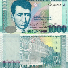 ARMENIA █ bancnota █ 1000 Dram █ 1999 █ P-45 █ UNC █ necirculata