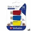 Memorie USB Verbatim STORE&acute;N&acute;CLICK Multicolor 16 GB 3 Piese (5 Unități)