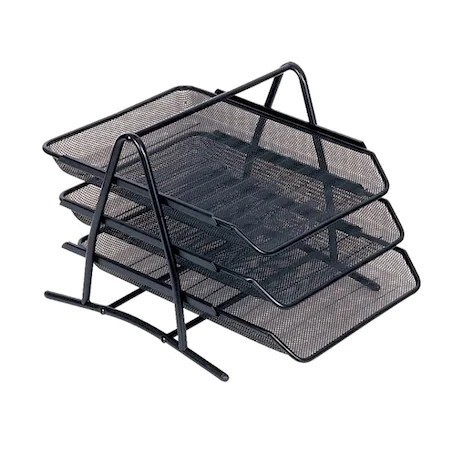 Set 3 tăvițe metalice pentru documente negru