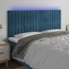 VidaXL Tăblie de pat cu LED, albastru &icirc;nchis, 200x5x118/128cm catifea