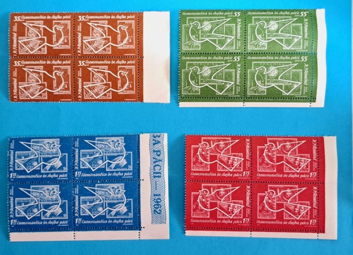 TIMBRE ROMANIA LP541/1962-Cosmonautica in slujba pacii - Bloc de 4 -MNH