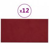 Panouri de perete 12 buc. roșu vin 60x30 cm catifea 2,16 m&sup2;