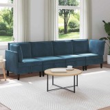 vidaXL Set de mobilier pentru living cu pernă 4 pcs albastru Catifea 3413769