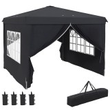 Outsunny Cort cu Copertina Pliabila de 3x3m, Adapost pentru Soare, Reglabil in Inaltime, Geanta de Transport si Saci de Nisip pentru Exterior, Gri