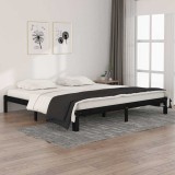 Cumpara ieftin Cadru de pat, negru, 200x200 cm, lemn masiv de pin