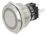 Comutator anti-vandalism EAO alb SPDT 3A/240V ON-(ON) Montaj &Oslash;22mm Iluminare LED Inelara