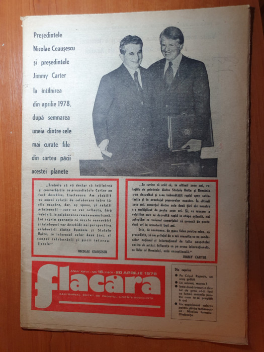 flacara 20 aprilie 1978-vizita lui ceausescu in america,acupunctura la herculane