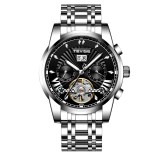 Ceas de mana barbatesc Tevise Mecanic Automatic Tourbillon Self Wind Business Casual Negru