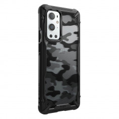 Husa Antisoc Ringke Fusion X pentru OnePlus 9 Pro, Design Militar, Negru foto