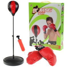 Set de Box, Para Box si Manusi, Inaltime Ajustabila, 70/102 cm, Baza se Umple cu Apa sau Nisip, cu Pompa pentru Umflat Para, Rosu/Negru
