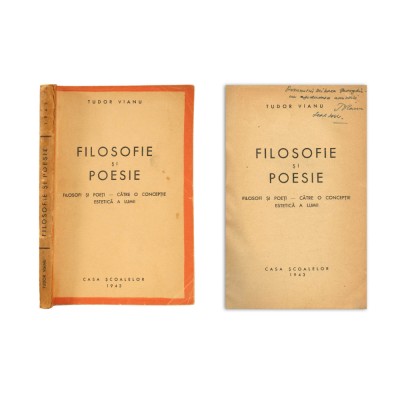 Tudor Vianu, Filosofie și poesie, 1943, cu dedicație pentru Mihnea Gheorghiu foto