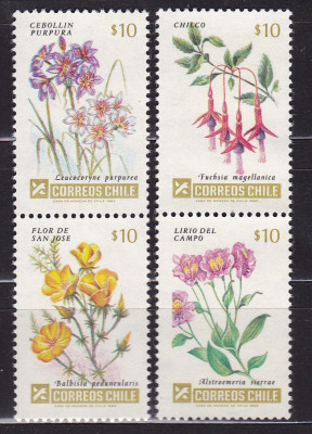 CHILE 1985 FLORA SERIE MNH foto