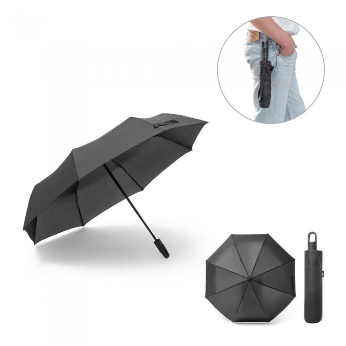Umbrela din Pongee, Deschidere si Inchidere Automata, 25 cm, Negru