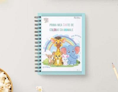 Prima mea carte de colorat cu animale, 38 fise de lucru, 3-5 ani foto