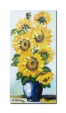 Cumpara ieftin Tablou floarea soarelui pictat manual, Puritate, 40x20cm ulei pe panza, Constantin Feraru