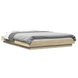 Cumpara ieftin Cadru de pat cu LED stejar sonoma 140x200 cm lemn prelucrat