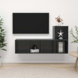 Cumpara ieftin Set dulapuri TV, 2 piese, gri extralucios, lemn prelucrat