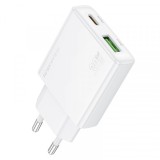 Incarcator Retea Borofone BN25 Wish, 30W, 3A, 1 x USB-A - 1 x USB-C, Alb