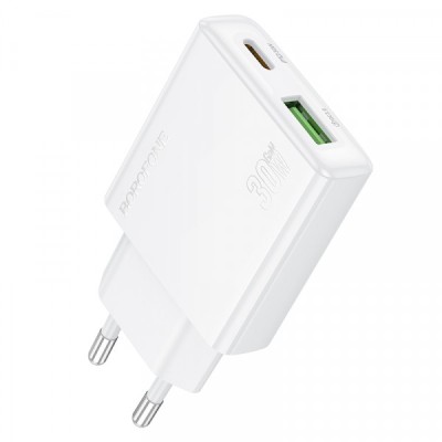 Incarcator Retea Borofone BN25 Wish, 30W, 3A, 1 x USB-A - 1 x USB-C, Alb foto